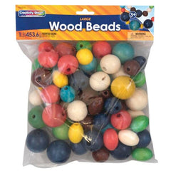 BEADS WOOD LARGE CREATIVITY STREET ASSORTED COLORS 1 LB