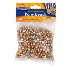 BEADS PONY ASST METALLIC PACK OF 500