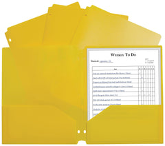 FOLDER TWO POCKET POLY 3HP YELLOW PK OF 25 CLI33936