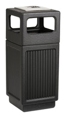 RECEPTICLE - CANMELEON RECESSED PANEL RECEPTICLE - SIDE OPENING WITH URN - 15 GALLON CAPACITY - 13-3/4 W X 13-3/4 D X 32-3/4 H IN - BLACK COLOR