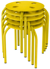 STOOL - PRIMA - SOFT PLASTIC SEAT - 12IN HEIGHT - SET OF 5 - YELLOW