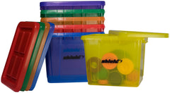 SHIELD TRANSLUCENT STORAGE BINS-LIDS, ASSORTED COLOR SET OF 6