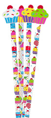 PENCILS CUPCAKES WITH TOP ERASERS SET OF 36