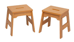 STOOLS WOOD NATURAL SET OF 2