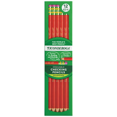 PENCIL CHECKING ERASABLE RED PACK OF 12