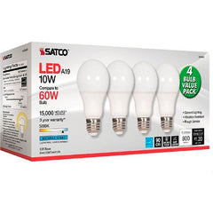 SATCO 10W A19 LED 5000K LIGHT BULBS SDNS28563