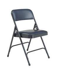 CHAIR FOLDING - NPS 1200 SERIES-PREMIUM VINYL UPHOLSTERED DOUBLE HINGE FOLDING CHAIR - CHAR-BLUE FRAME - DARK MIDNIGHT BLUE SEAT/BACK - 4 PACK
