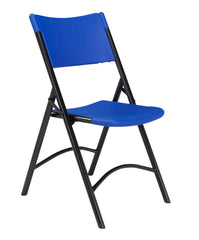 CHAIR FOLDING - NPS 600 SERIES- HEAVY DUTY PLASTIC FOLDING CHAIR - BLACK FRAME - BLUE SEAT/BACK - 4 PACK