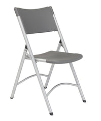 CHAIR FOLDING - NPS 600 SERIES- HEAVY DUTY PLASTIC FOLDING CHAIR - SILVERTONE FRAME - CHARCOAL SLATE BACK/SEAT - 4 PACK