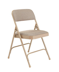 CHAIR FOLDING - NPS 2200 SERIES-DELUXE FABRIC UPHOLSTERED DOUBLE HINGE PREMIUM FOLDING CHAIR - BEIGE FRAME - CAFE BEIGE SEAT/BACK - 4 PACK