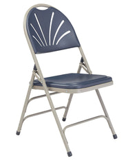CHAIR FOLDING - NPS 1100 SERIES-DELUXE FAN BACK WITH TRIPLE BRACE-DOUBLE HINGE FOLDING CHAIR - BLACK FRAME - DARK BLUE PLASTIC SEAT/BACK - 4 PACK
