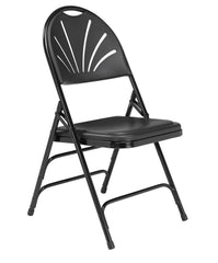 CHAIR FOLDING - NPS 1100 SERIES-DELUXE FAN BACK WITH TRIPLE BRACE-DOUBLE HINGE FOLDING CHAIR - BLACK FRAME - BLACK PLASTIC SEAT/BACK - 4 PACK