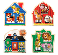 JUMBO KNOB WOODEN PUZZLE SET SET OF 4