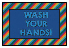 CARPETS FOR KIDS - KIDSVALUE RAINBOW STRIPED WASH YOUR HANDS - RECTANGLE - 3 FT X 4 FT 6 IN - PRIMARY COLOR