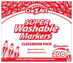 MARKERS WASH CRAZY ART CLASSROOM BROADLINE 8-COLOR SET OF 200