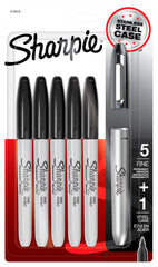 MARKER SHARPIE FINE SS REFILLABLE PLUS BLACK MARKERS PACK OF 5