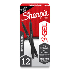 PEN SHARPIE GEL 0.7 MM BLACK METAL BLACK PACK OF 12