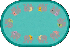 CHILDCRAFT - CARPETS - COUNTING ELEPHANTS - OVAL - 4 FT X 6 FT - SPECIFY CARPET COLOR