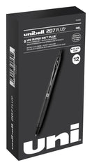 PEN GEL UNI-BALL 207+ 0.7MM BLACK PACK OF 12