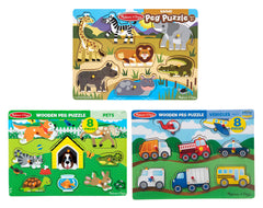 WOODEN PEG PUZZLES SET OF 3