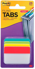 TABS FILING ANGLED 2 IN ASSORTED PRIMARY COLORS PK OF 24