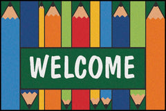 CARPETS FOR KIDS - KIDSVALUE COLORFUL PENCILS WELCOME - 4 FT X 6 FT RECTANGLE
