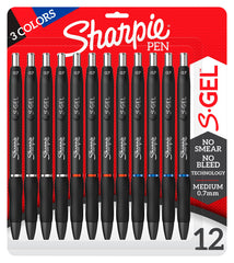 PEN SHARPIE GEL 0.7 MM BUS ASST BLACK/BLUE/RED SET OF 12