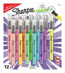 HIGHLIGHTER SHARPIE CLEAR VIEW STICK ASSORTED SET OF 12
