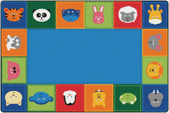 CARPETS FOR KIDS - KIDSOFT BABY ANIMALS BORDER - 6 FT X 9 FT RECTANGLE - PRIMARY
