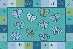 CARPETS FOR KIDS - KIDSOFT 123 ABC BUTTERFLIES - 4 FT X 6 FT RECTANGLE - CONTEMPORARY