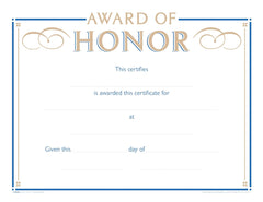 AWARD RECOGNITION HONOR 8-1/2 X 11 INCHES 70 LB