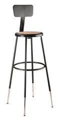 STOOL - NATIONAL PUBLIC SEATING HEIGHT ADJUSTABLE HEAVY DUTY STEEL STOOL WITH BACKREST - 30 IN FIXED HEIGHT - BLACK