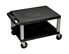 CART - LUXOR 2 SHELF 24X18X16 TUFFY CART WITHOUT POWER - BLACK SHELVES - NICKEL LEGS
