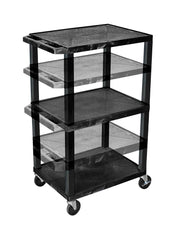 CART - LUXOR ADJUSTABLE 3 SHELF 24X18X16-42 TUFFY CART WITHOUT POWER - BLACK SHELVES - BLACK LEGS