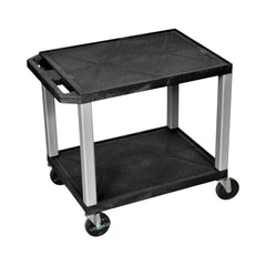 CART - LUXOR 2 SHELF 24X18X24-1/2 TUFFY CART WITHOUT POWER - BLACK SHELVES - NICKEL LEGS