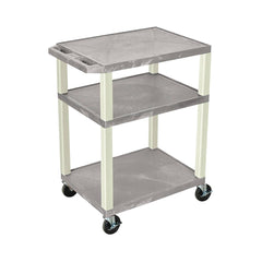 CART - LUXOR 3 SHELF 24X18X34 TUFFY CART WITHOUT POWER - GRAY SHELVES - PUTTY LEGS