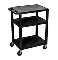 CART - LUXOR 3 SHELF 24X18X34 TUFFY CART WITHOUT POWER - BLACK SHELVES - BLACK LEGS