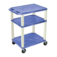 CART - LUXOR 3 SHELF WITH CABINET 24X18X34 TUFFY CART WITHOUT POWER - BLACK SHELVES - BLACK LEGS - BLACK CABINET