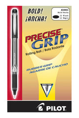 PEN PRECISE GRIP STICK ROLLERBALL 1.0MM BLACK PACK OF 12