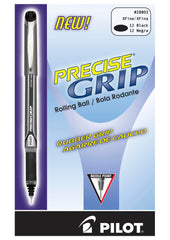 PEN PRECISE GRIP STICK ROLLERBALL 0.5MM BLACK PACK OF 12
