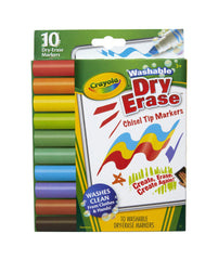 MARKER DRY ERASE CHISEL CRAYOLA WASHABLE ASST SET OF 10