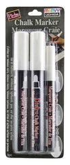 CHALK MARKER MARVY 3MM FINE/6MM BROAD/6MM CHISEL WHITE SET OF 3