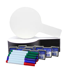 DRY ERASE MINI ANSWER PADDLE 5X9 ERASERS AND ASST MARKERS CLASS SET OF 36