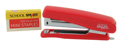 STAPLER MINI STAPLER SET SCHOOL SMART W/1000 STAPLES RED