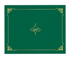 DOCUMENT COVER - ART DECO HUNTER GREEN LINEN CERTIFICATE COVERS GOLD FOIL 8.75 X11.25 IN - 5 PACK