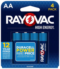 BATTERY - RAYOVAC HIGH ENERGY ALKALINE AA BATTERY - PACK OF 4