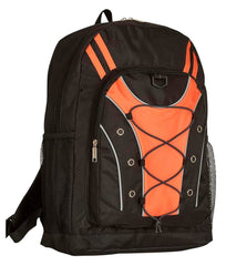 BACKPACK MULTI-POCKET WITH BUNGEE DESIGN - 6 IN X 12 IN X 17 IN - ORANGE