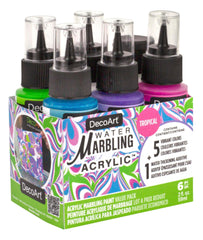 PAINT ACRYLIC WATER MARBLING 2 OZ TROPICAL SET OF 6