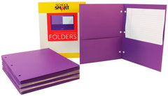FOLDER 2-POCKET 3HP PURPLE PACK OF 25 - SCHOOL SMART