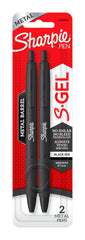 PEN SHARPIE GEL 0.7 MM METAL BLACK BARREL BLACK INK PK OF 2